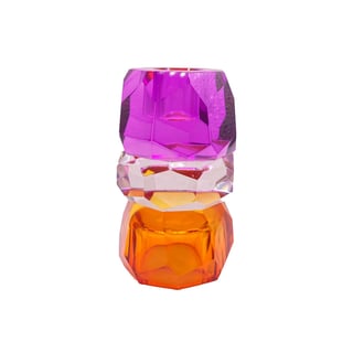 Kandelaar-Waxinehouder Kristal Fuchsia-Helder-Oranje Glas 6x10cm