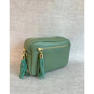 Leather Shoulder Bag Mila - Sea green
