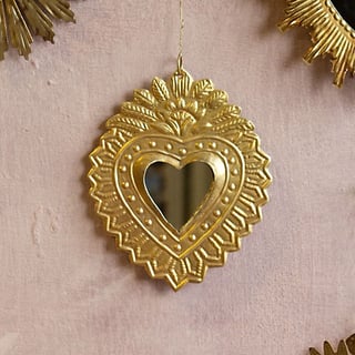 Spiegeltje Mini Hart Merci Antiek Goud 11x12cm