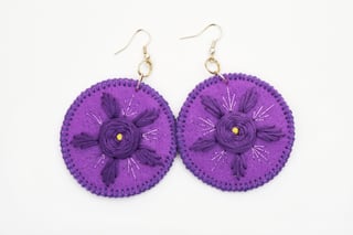 Embroidery Earrings Purple