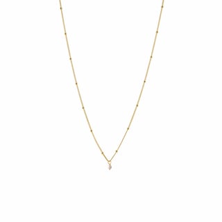 Gold Plated Necklace Bleu Stone Pendant - Pearl / 18K Gold plated 925 Silver / 46cm