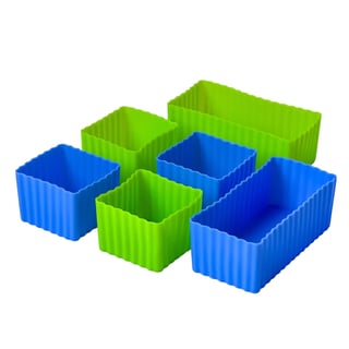 Set Van 6 Siliconen Bakjes - Blauw/groen