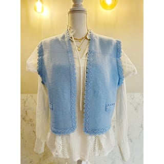 Grazie knitted Gilet - Blue - 1 maat