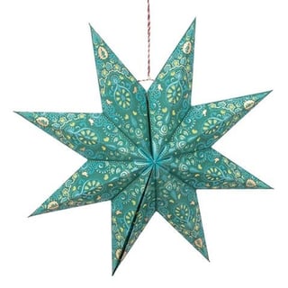 Kerstster Papier Groen Met Print 60cm