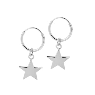 Silver Hoop with Star 12 MM
