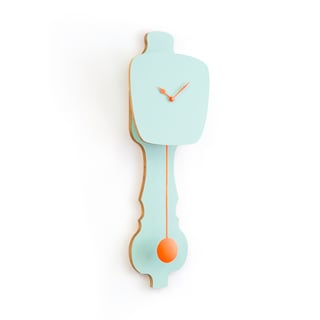 Kies Zelf Je Wand Kloq - Mint Groen - Kloq Maat: L - Kloq Slinger/wijzer Kleur: Neon Oranje