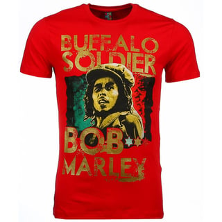 T-Shirt - Bob Marley Buffalo Soldier Print - Rood