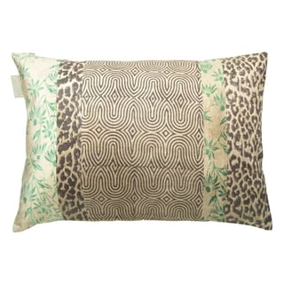 Sierkussen Logan Panter Beige-Bruin-Groen Fluweel 60x35cm