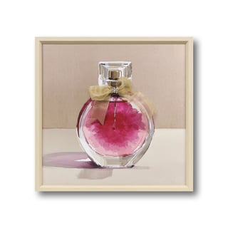 Schilderij Parfum Fles Rond Met 3-D Strik 40x40cm Ingelijst