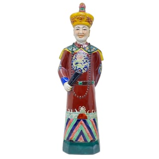 Beeld Chinese Keizer Zoon Staand Rood Bruin H42cm