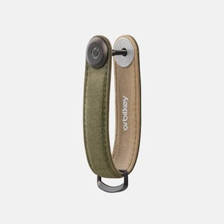 Orbit key organiser Waxed Canvas Leather-free - Green