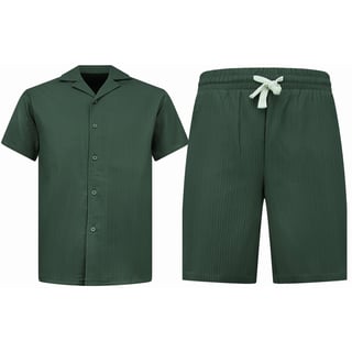 Zomerset Heren - Ribbed Oversized Shirt - Shorts Heren / Oversized T Shirt Heren - Twinset - F-919 - Groen