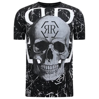 Skull - Rhinestone T-Shirt - 7972 - Zwart