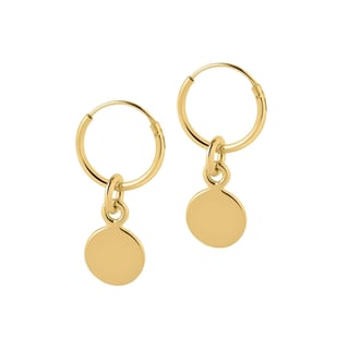 Silver Hoop Earrings with Round 12 MM - Sterling Silver / Gold Plated / 12MM