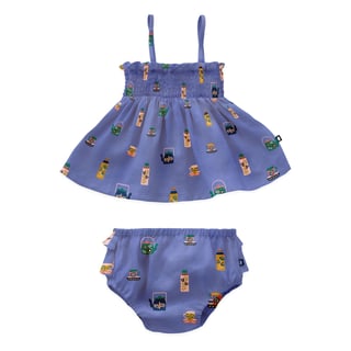 Baby Smock Set - Iris/Tea - Blauw - 80-86