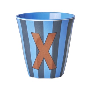 RICE Melamine Beker Letter X Blauwe Thema Strepen