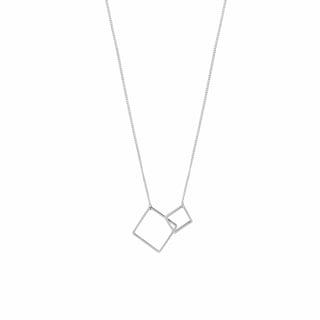Rose Gold Plated Necklace with Double Square - Silver Plated Brass