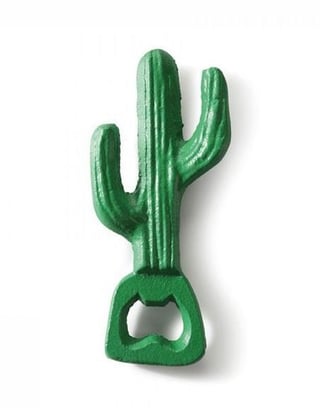 Flesopener Carabbian Cactus Metaal - Color: Green - Size: Ca. 5 - 8x2 - 2x13cm