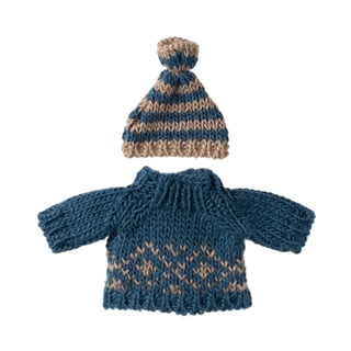 Maileg Knitted Sweater and Hat, Dad Mouse