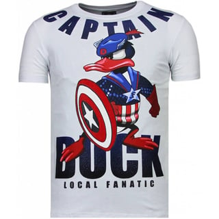 Captain Duck - Rhinestone T-Shirt - Wit