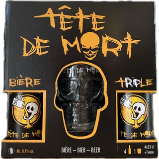 Du Bocq Tete De Mort Cadeauverpakking 4-Pack + Glas
