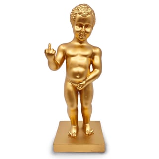Beeld Manneken Pis Fuck You Goud XL 25x60cm