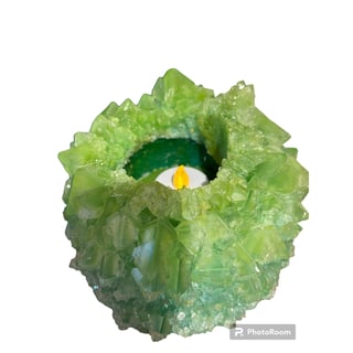 Isaac Monte - Crystal Tealight Holder Green