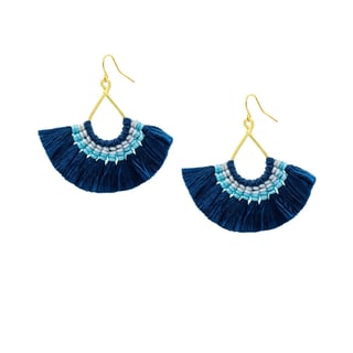 Black Pink Fan Earrings - Blue Light Blue