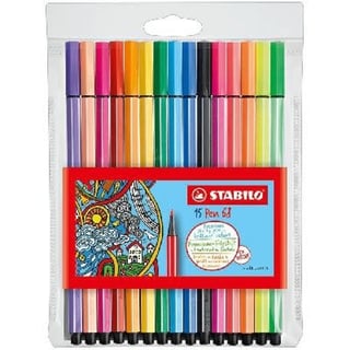 Stabilo Pen 68 Viltstift Etui 15 Kleuren Waarvan 5 Neon
