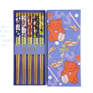 Eetstokjes Lucky Cats en Koi Karpers Set in Cadeau Doos