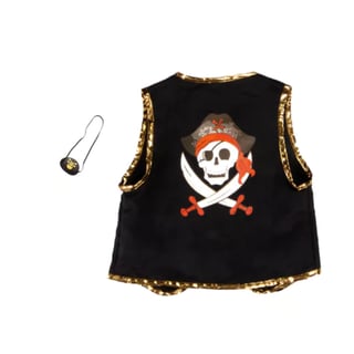 Pirate Vest & Eye Patch - Black/red (4-7 Jr)