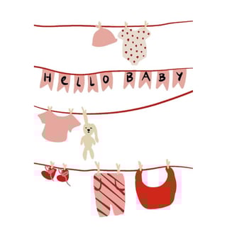 Context Cards Gevouwen Kaart- La Vie Est Belle Hello Baby Roze