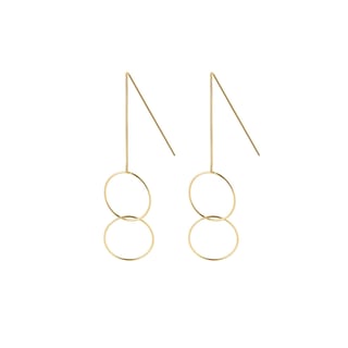 Gold Plated Hanging Earrings with Double Circle
