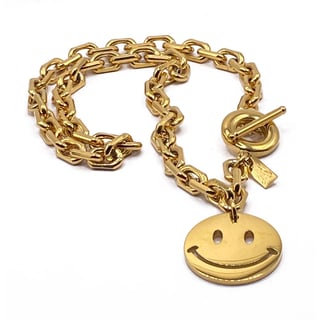 Ketting Big Smiley Goud Verguld Roestvrij Staal 50cm