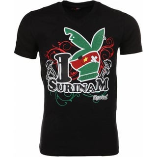 T-Shirt - I Love Suriname - Zwart