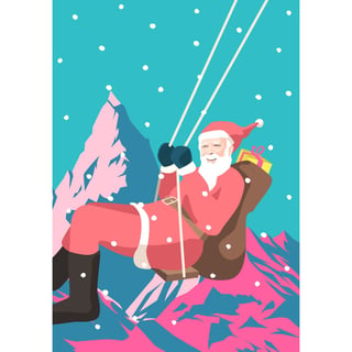 Kerstkaart Luminous - Kerstman Op Schommel - Santa Claus Swing