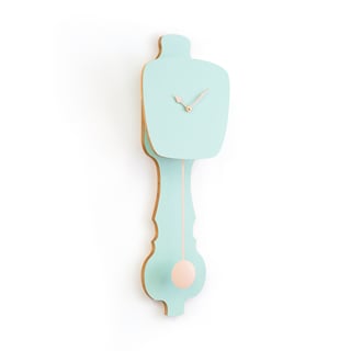 Kies Zelf Je Wand Kloq - Mint Groen - Kloq Maat: L - Kloq Slinger/wijzer Kleur: Perzik Pastel