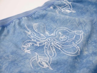 Hemp Underwear  Pop-Up - Panty  Blue with Octopus / .