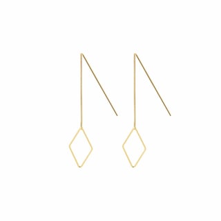 Silver Hanging Earring with Small Rhombus - Sterling Silver / Gold Plated