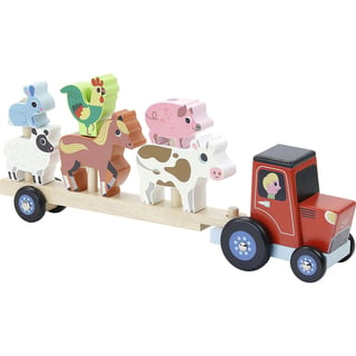 vilac stapelspel Tractor and trailer with animals 2+