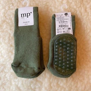 Wollen Antislip Baby en Kindersokken - Olive