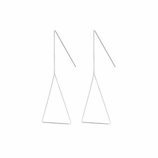 Gold Plated Hanging Earrings with Triangle - Sterling Silver / Silver