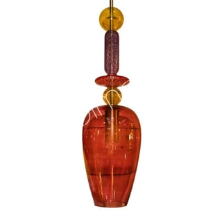 Plafondlamp Kelk Rood Multicolor Glas 16x60cm