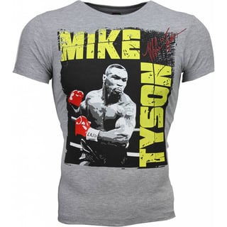 T-Shirt - Mike Tyson Glossy Print - Grijs