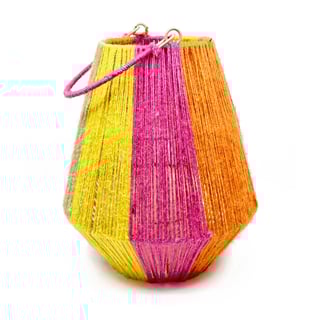 Lantaarn Multicolor Jute 26x30cm Voor Blokkaars