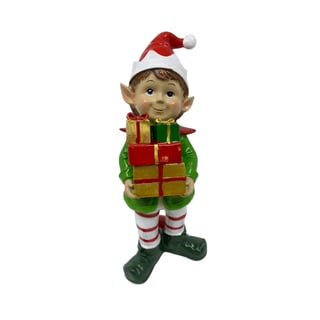 Beeld Kerst Elf Jongen Kado Multicolor 10x20cm