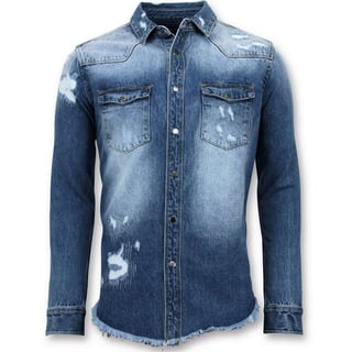 Lange Spijkeroverhemd - Denim Blouse Heren - Blauw