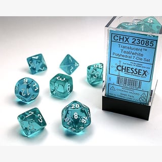 Dice Poly Translucent Teal/White