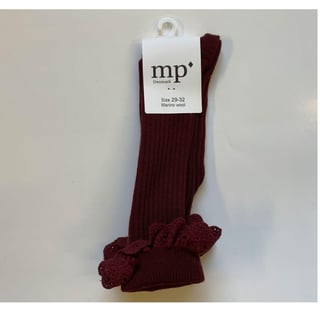 MP Denmark Socks Merino Wool with Lace, Oeko-Tex Col. 1451, Wine Red Lea