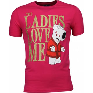 T-Shirt - The Ladies Love Me Print - Roze